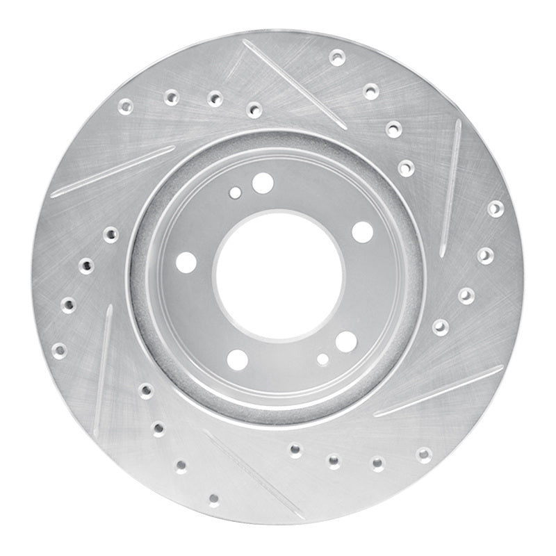 R1 83-89 Chrysler Conquest Front Left Drilled & Slotted Silver Brake Rotor