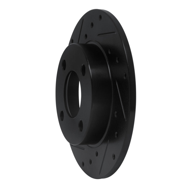 R1 84-95 Audi 90 Quattro Rear Left Drilled & Slotted Black Brake Rotor