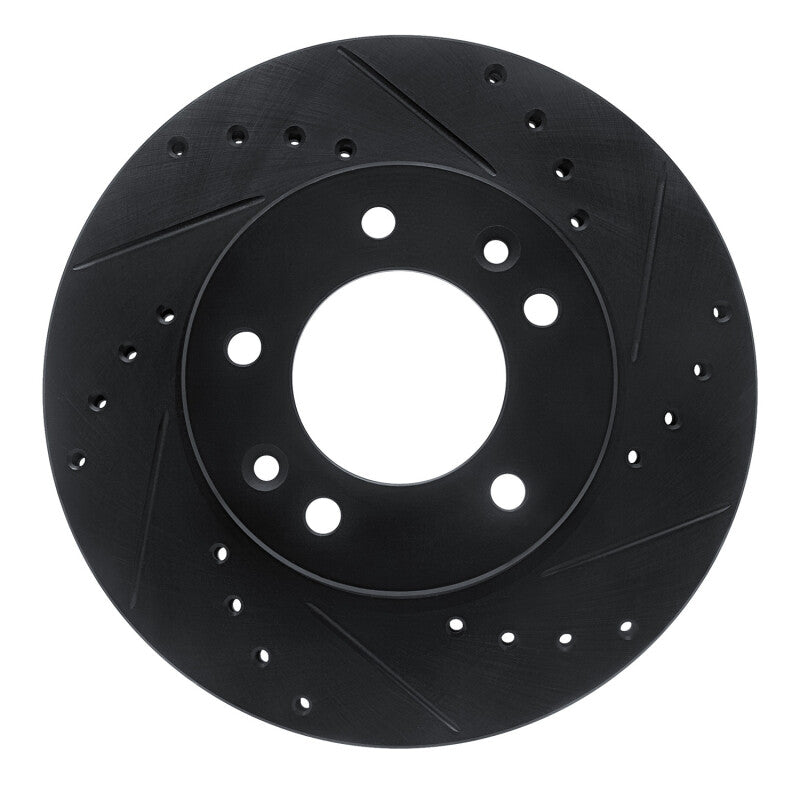 R1 86-91 Mazda RX-7 Front Right Drilled & Slotted Black Brake Rotor