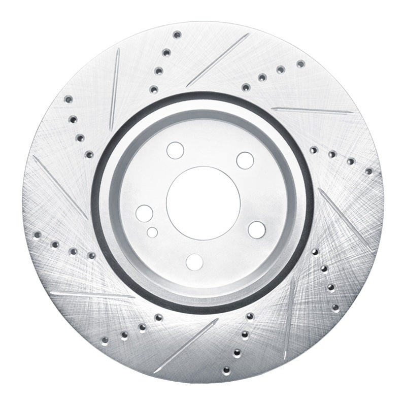 R1 16-23 Mercedes-Benz GLC43 AMG Rear Right Drilled & Slotted Silver Brake Rotor