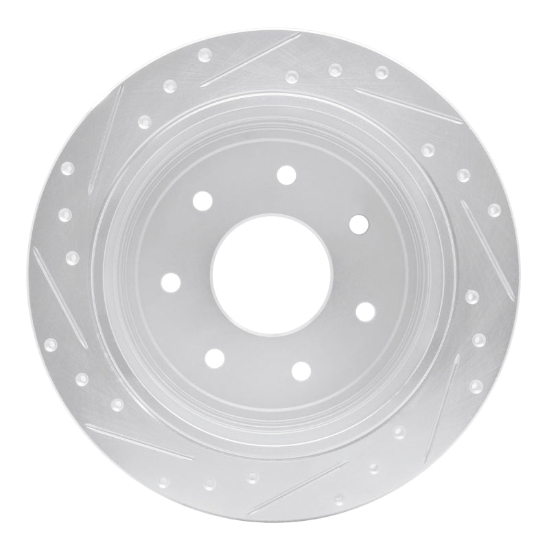 R1 97-04 Ford F-150 RWD Rear Right Drilled & Slotted Silver Brake Rotor