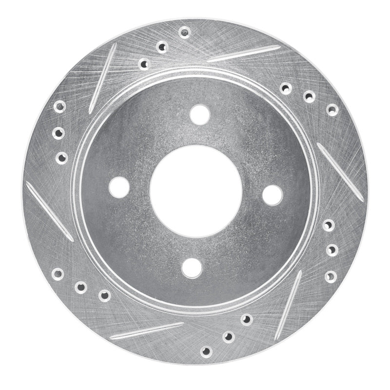 R1 95-04 Ford CONTOUR Rear Left Drilled & Slotted Silver Brake Rotor