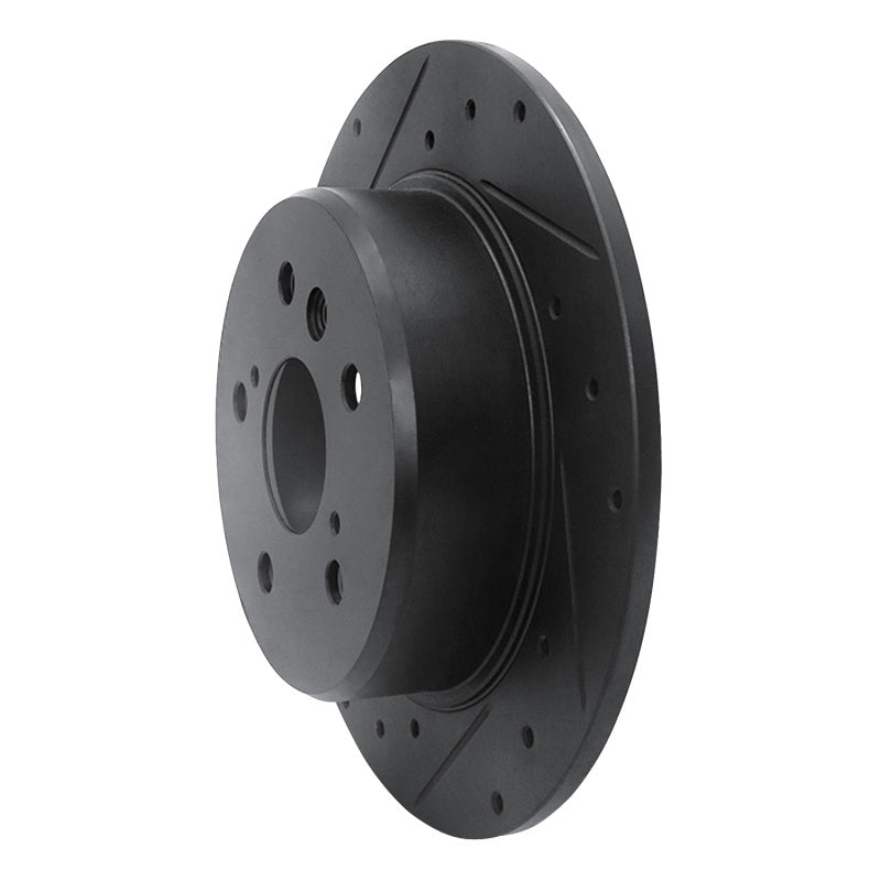 R1 99-03 Lexus RX300 Rear Left Drilled & Slotted Black Brake Rotor