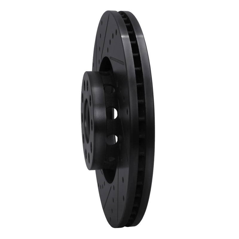 R1 00-03 Audi A8 Front Left Drilled & Slotted Black Brake Rotor