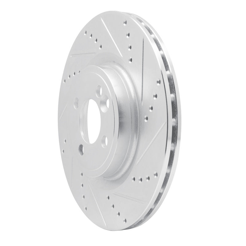 R1 09-14 Mini Cooper Clubman Front Right Drilled & Slotted Silver Brake Rotor