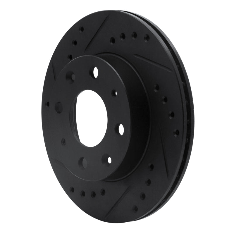 R1 84-06 Honda Civic Hatchback Front Left Drilled & Slotted Black Brake Rotor