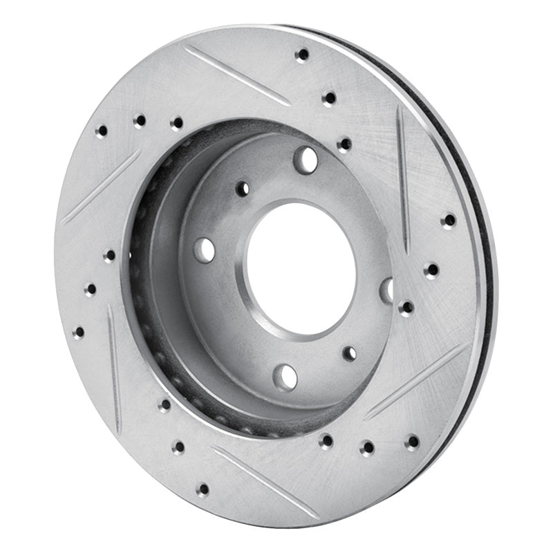 DFC 85-89 Nissan Stanza Front Left Drilled & Slotted Silver Brake Rotor