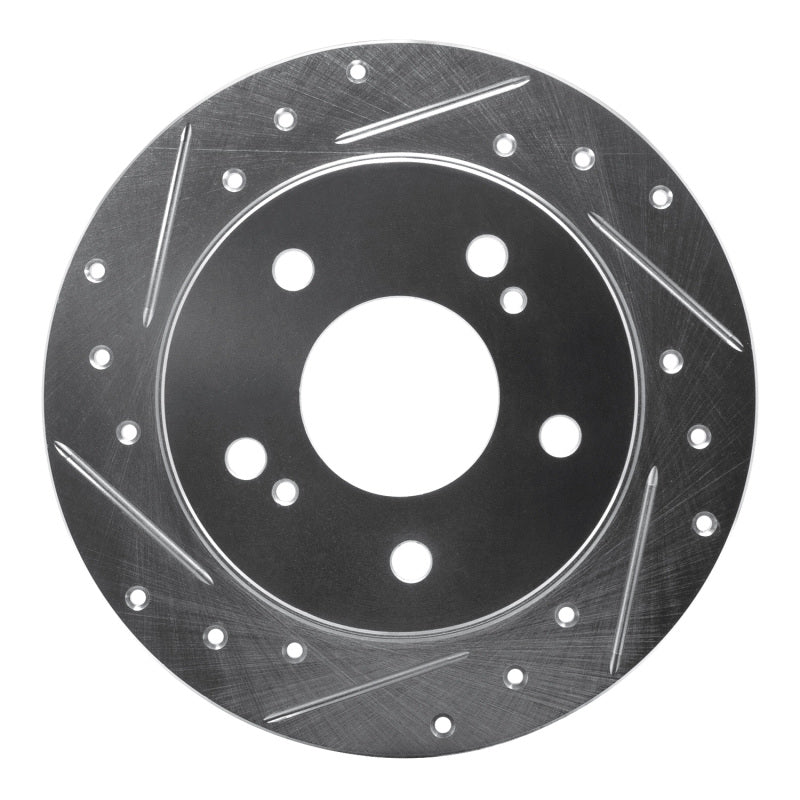 R1 94-98 Nissan 240SX Rear Left Drilled & Slotted Silver Brake Rotor