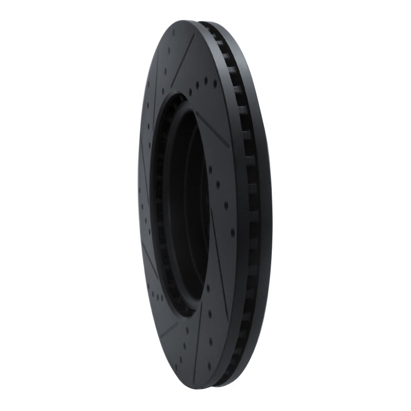 R1 19-25 Ram 1500 Front Right Drilled & Slotted Black Brake Rotor