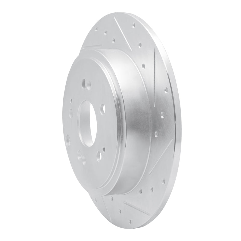 R1 06-14 Honda Ridgeline Rear Right Drilled & Slotted Silver Brake Rotor