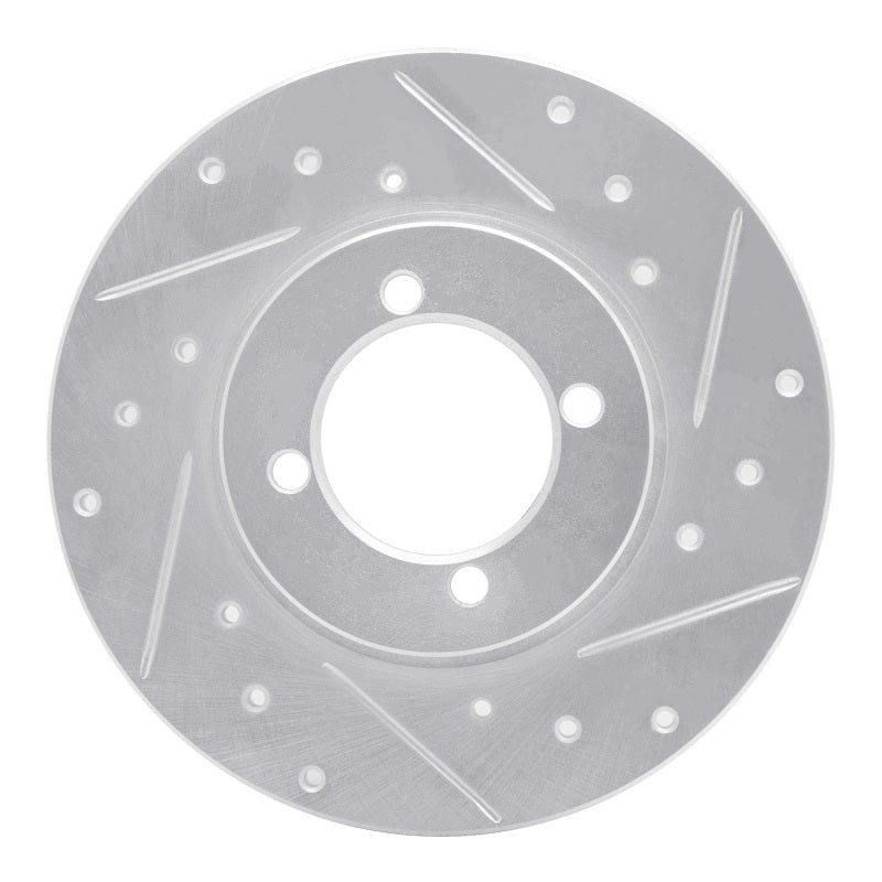 R1 74-87 Dodge COLT Front Right Drilled & Slotted Silver Brake Rotor