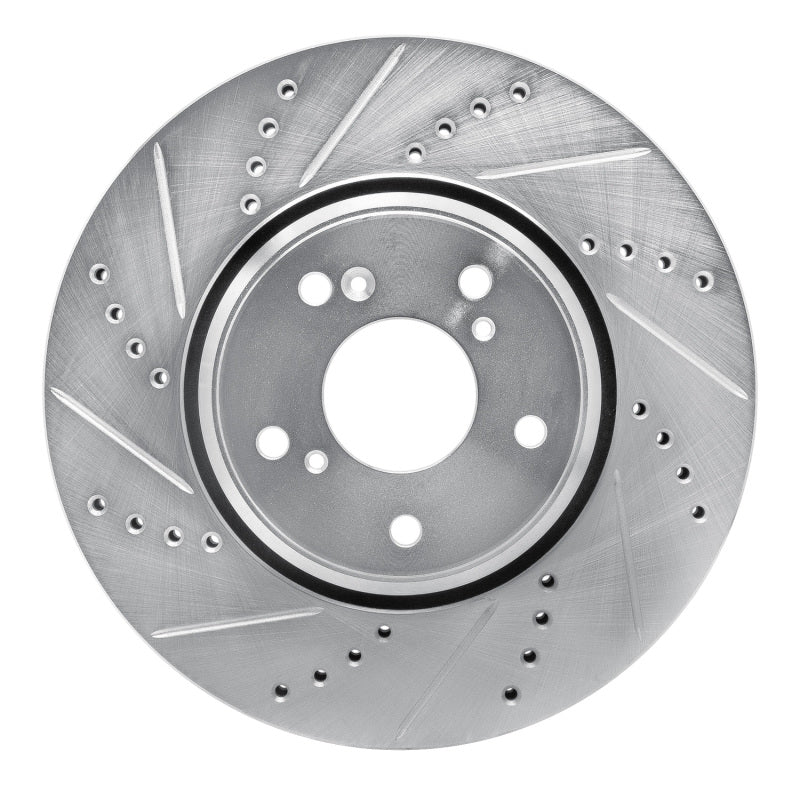 R1 16-22 Acura ILX Front Left Drilled & Slotted Silver Brake Rotor