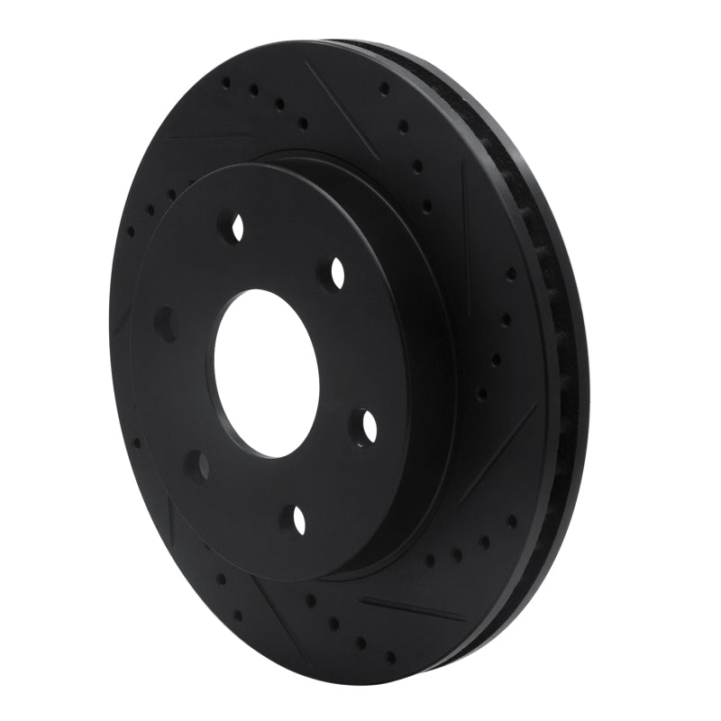 R1 2021-2025 Ford F-150 RWD Rear Right Drilled & Slotted Black Brake Rotor