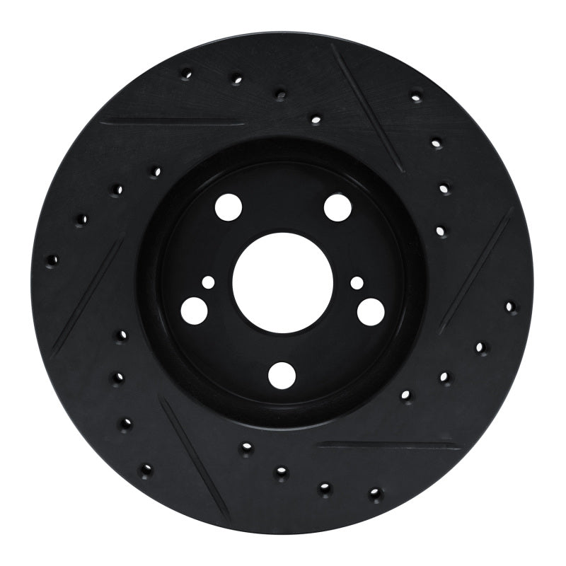 R1 87-87 Toyota Camry Front Left Drilled & Slotted Black Brake Rotor