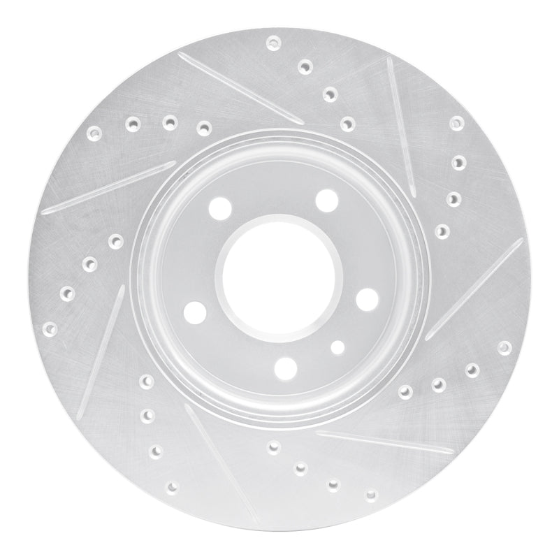 R1 13-25 Cadillac ATS Front Left Drilled & Slotted Silver Brake Rotor