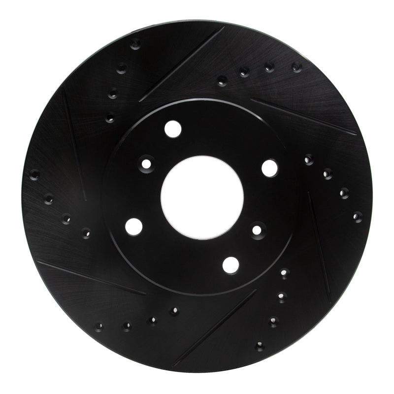 R1 98-99 Acura CL Front Left Drilled & Slotted Black Brake Rotor