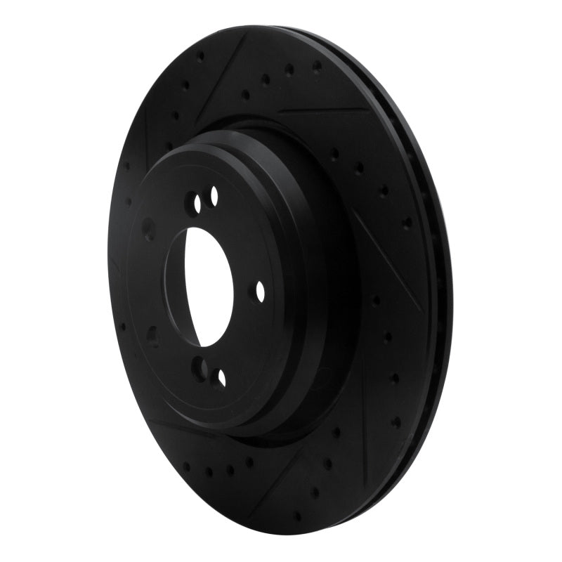 R1 00-06 BMW M5 Rear Left Drilled & Slotted Black Brake Rotor