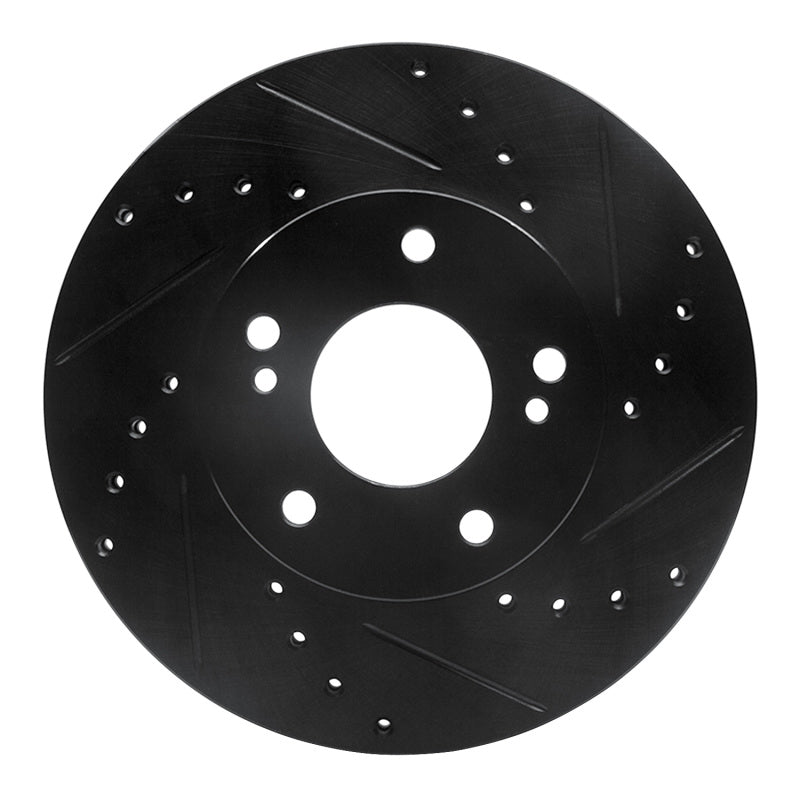 R1 89-99 Infiniti I30 Front Right Drilled & Slotted Black Brake Rotor