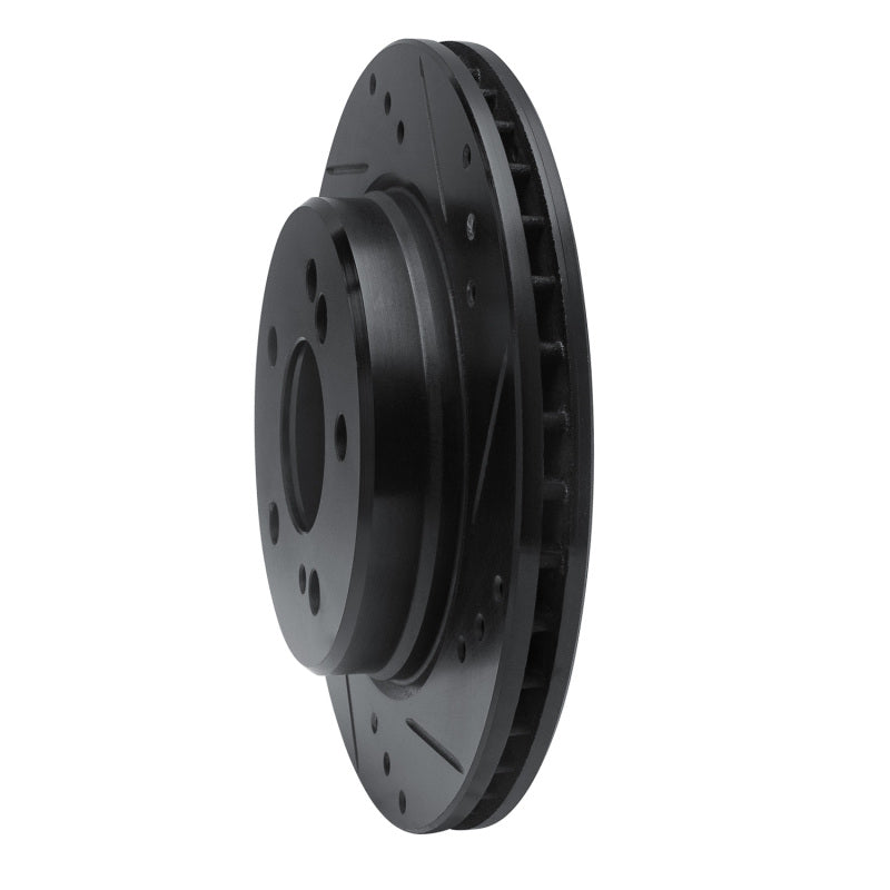 R1 92-94 Mercedes-Benz 500E Rear Right Drilled & Slotted Black Brake Rotor