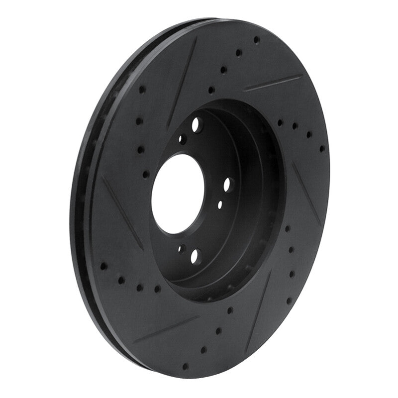 R1 06-15 Honda Civic Front Right Drilled & Slotted Black Brake Rotor