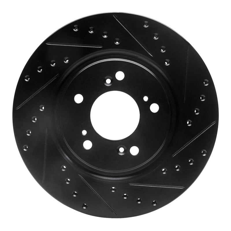 R1 97-05 Acura NSX Front Right Drilled & Slotted Black Brake Rotor