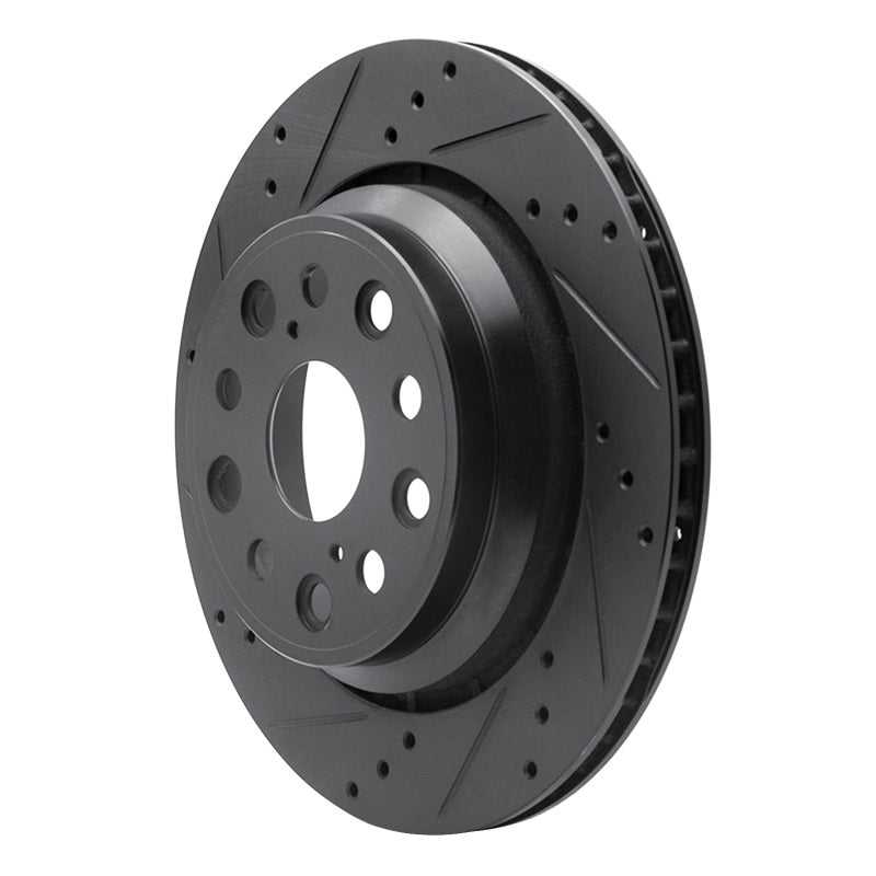 R1 07-17 Lexus LS460 Rear Left Drilled & Slotted Black Brake Rotor