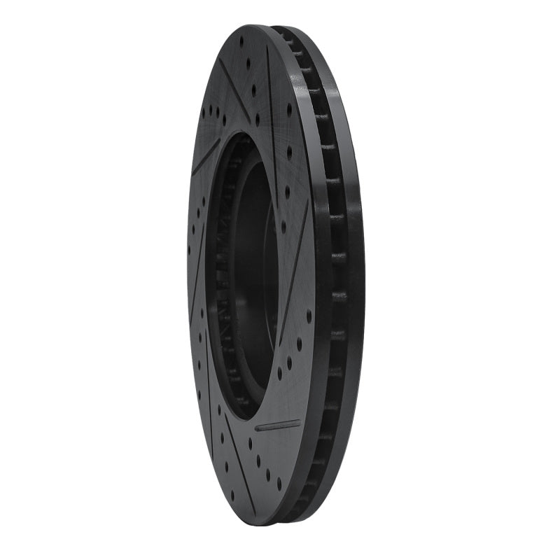 R1 07-20 Acura MDX Front Left Drilled & Slotted Black Brake Rotor