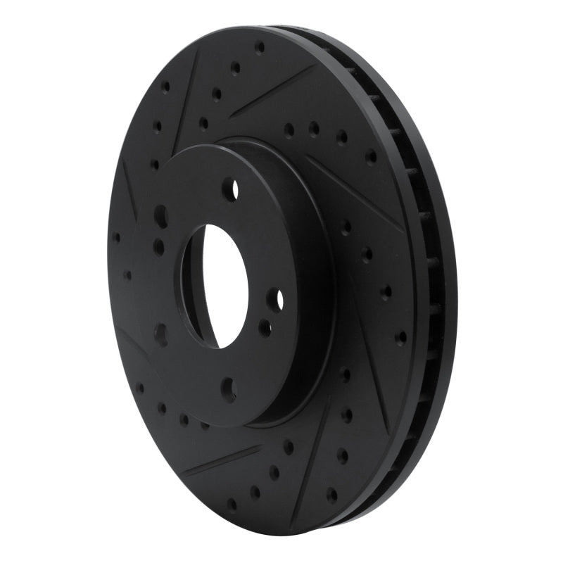 R1 89-96 Nissan 300ZX Front Left Drilled & Slotted Black Brake Rotor