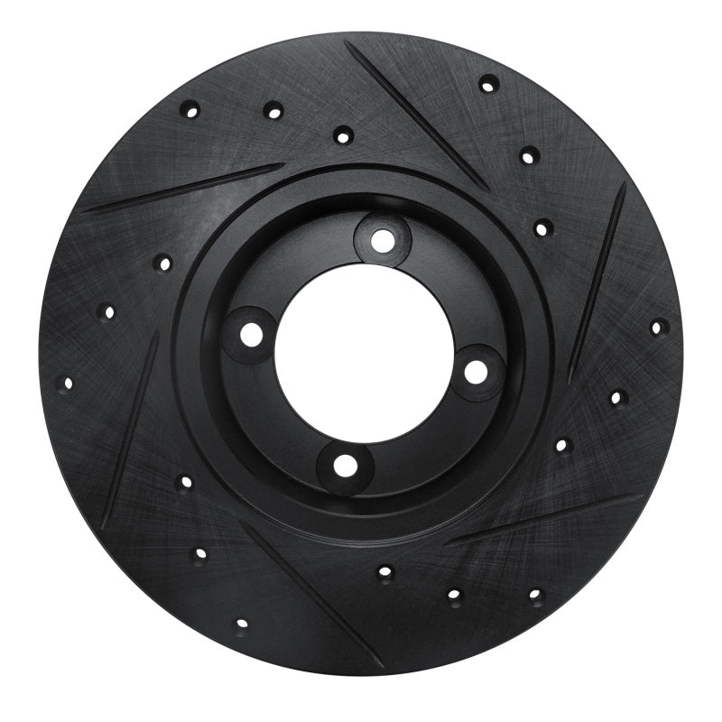 R1 70-73 Nissan 240Z Front Left Drilled & Slotted Black Brake Rotor