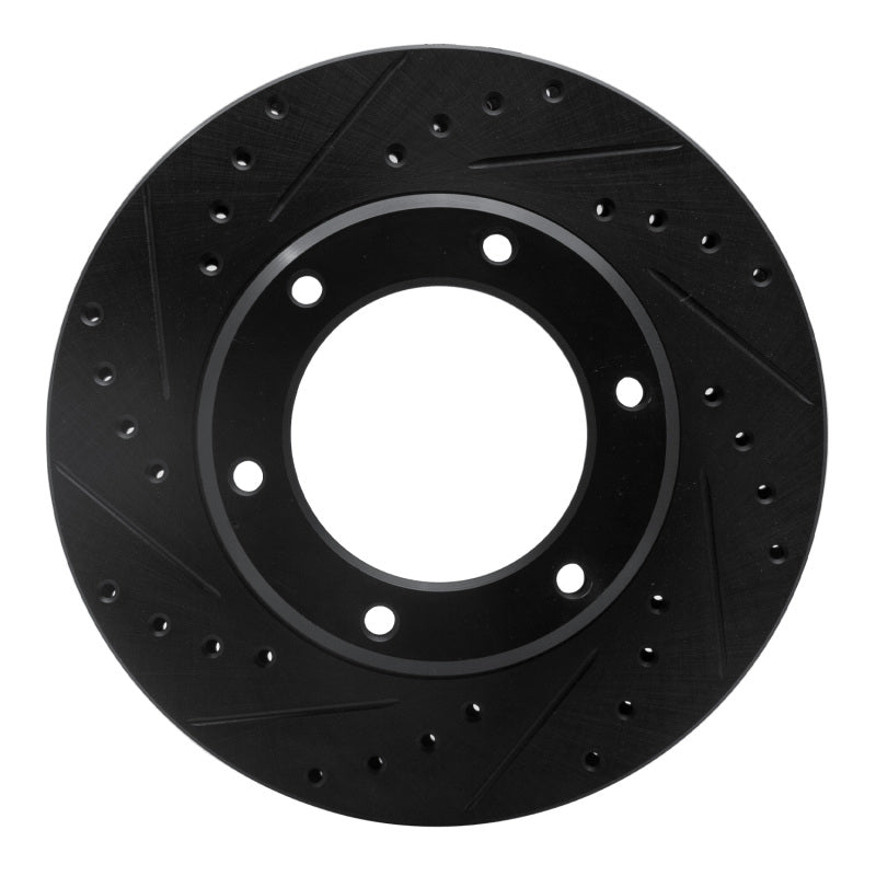 R1 90-92 Toyota Land Cruiser Front Left Drilled & Slotted Black Brake Rotor