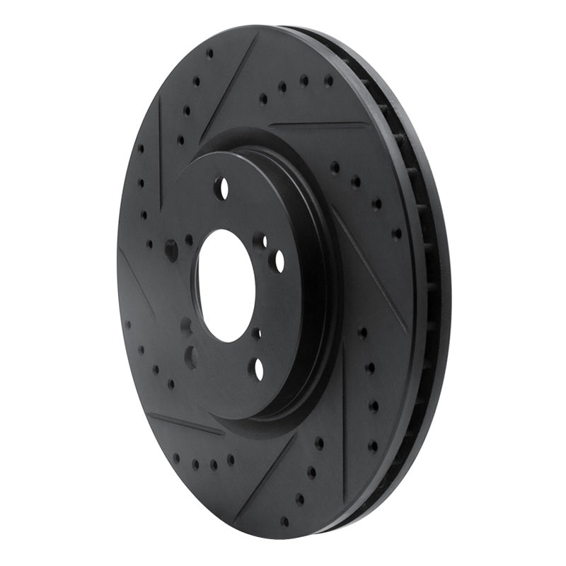 R1 06-14 Honda Ridgeline Front Left Drilled & Slotted Black Brake Rotor