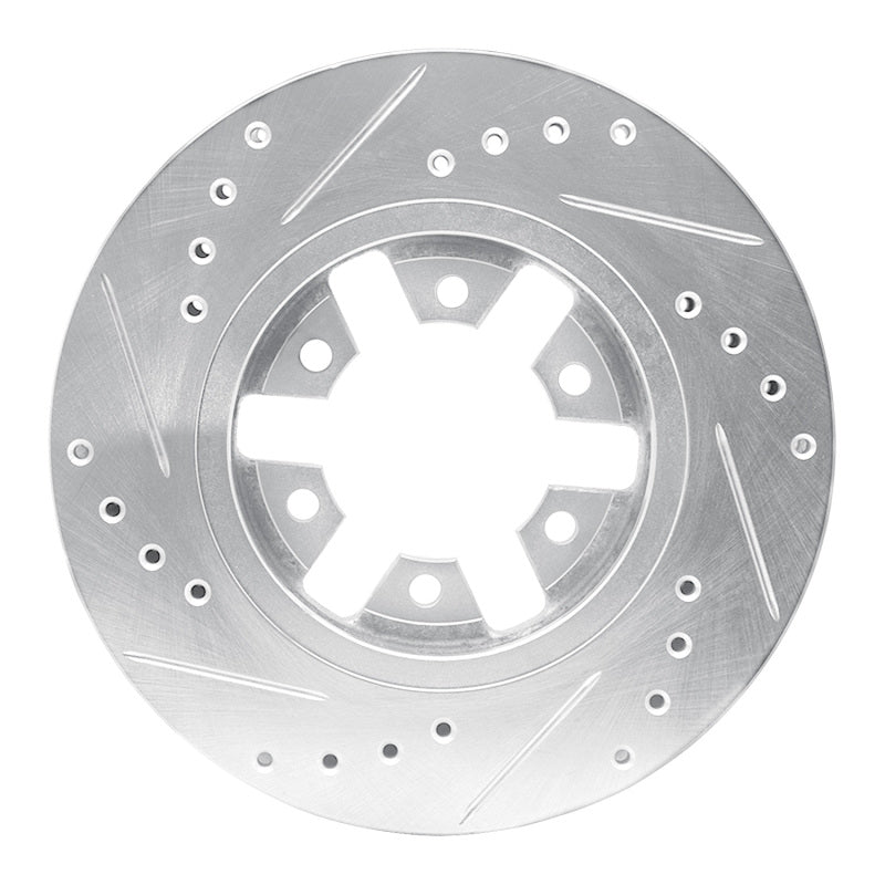 R1 85-12 Nissan D21 Hardbody Pickup HD (6 Cyl) Front Right Drilled & Slotted Silver Brake Rotor