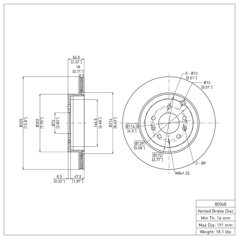 R1 07-15 Mazda CX-9 Rear Brake Rotor