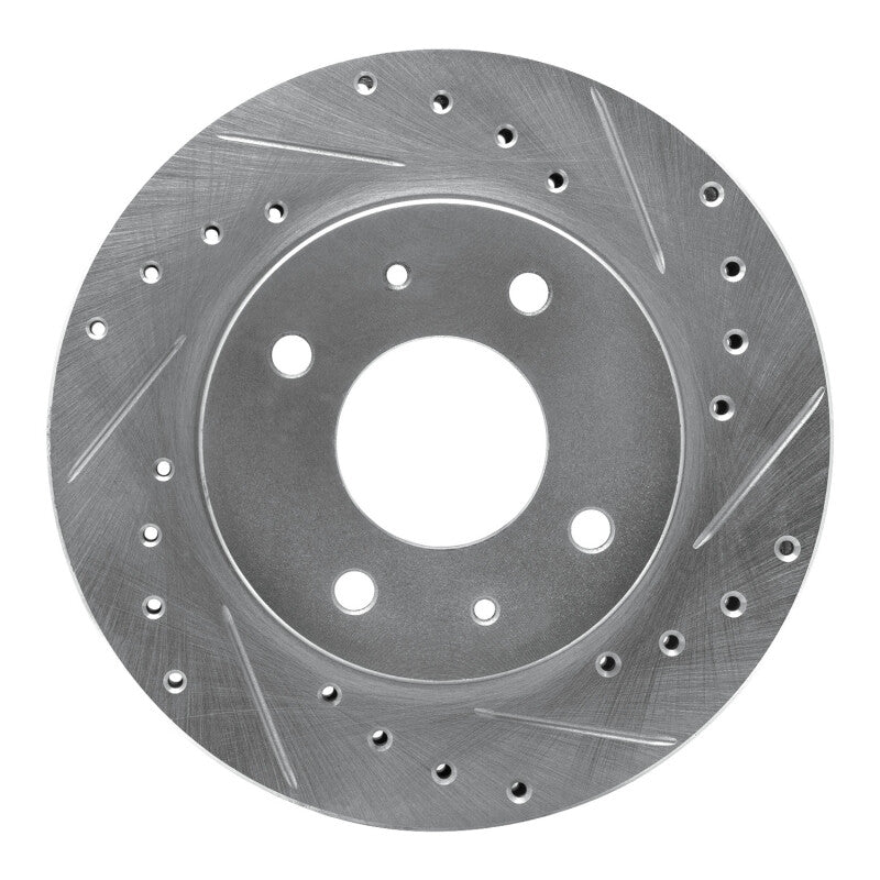 R1 85-91 Dodge 2000 GTX Front Right Drilled & Slotted Silver Brake Rotor