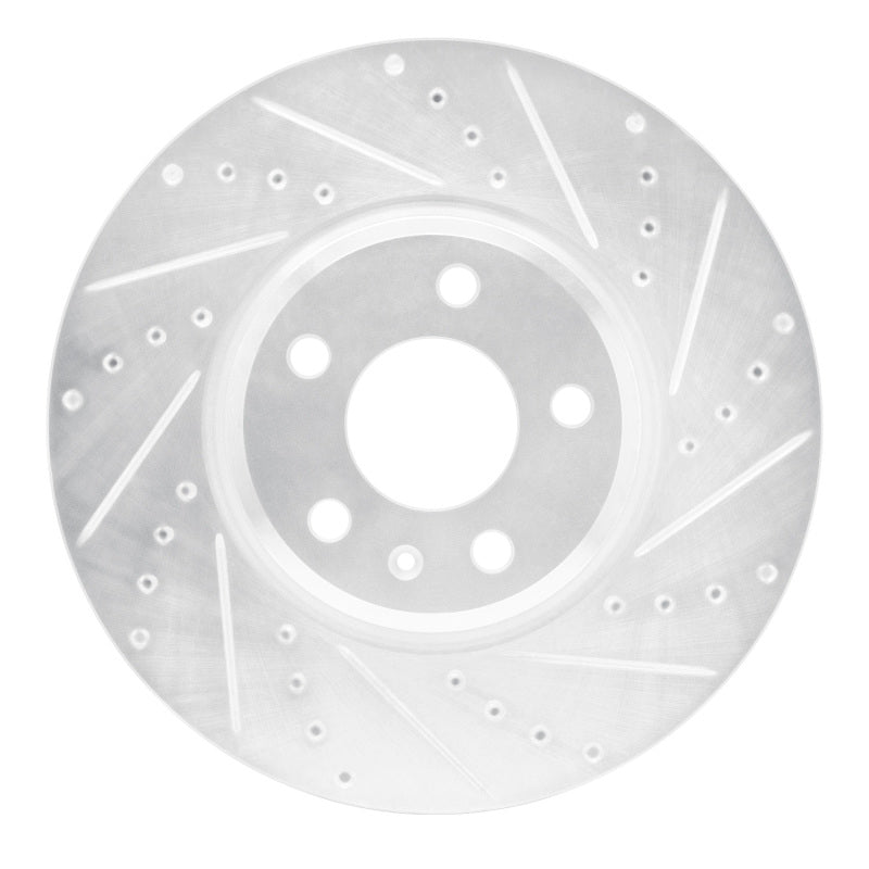 R1 08-12 Audi Q5 (USA/Canada Excl Hybrid) Front Right Drilled & Slotted Silver Brake Rotor