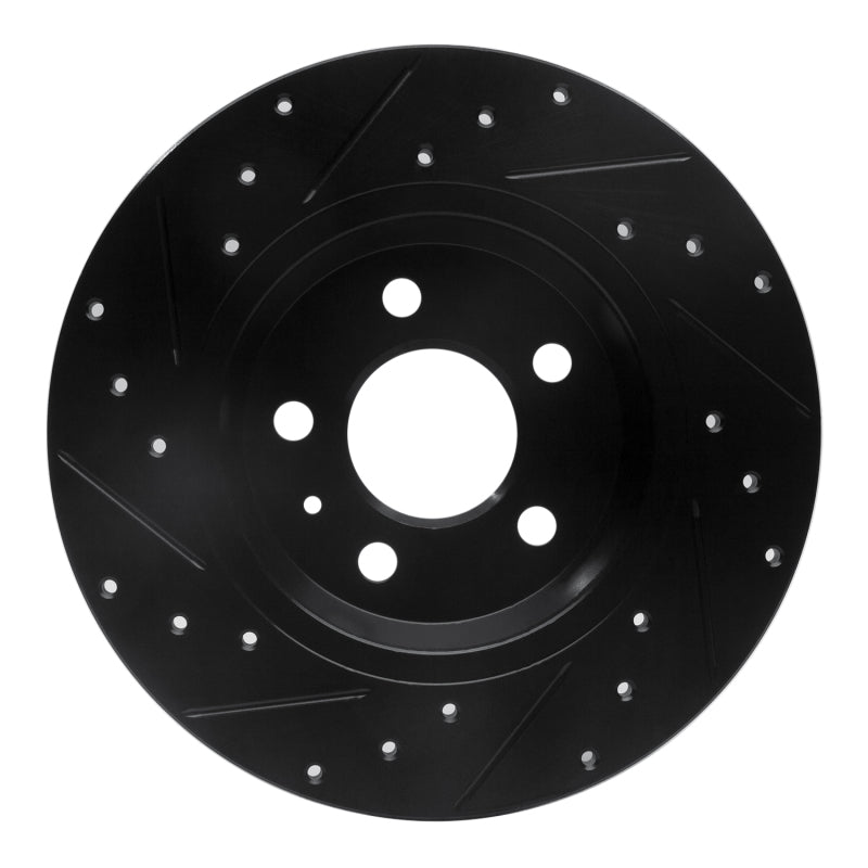 R1 09-25 Audi A4 Rear Right Drilled & Slotted Black Brake Rotor