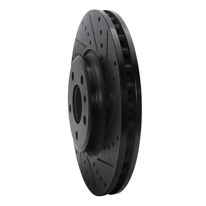 R1 08-12 Audi Q5 (Mexico) Front Right Drilled & Slotted Black Brake Rotor