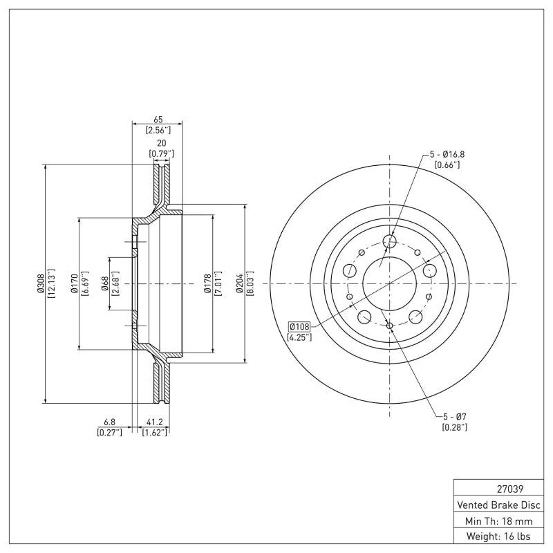R1 03-14 Volvo XC90 Rear Brake Rotor
