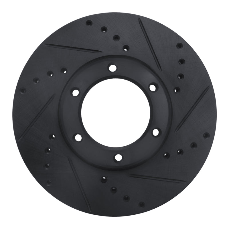 R1 89-93 Toyota Pickup Front Right Drilled & Slotted Black Brake Rotor