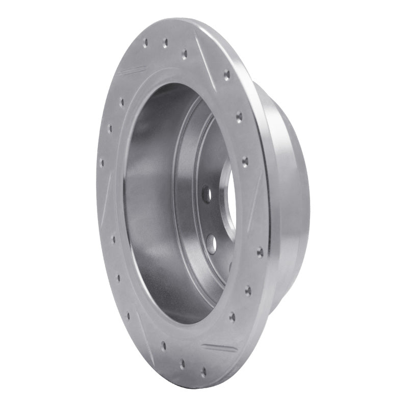 R1 86-89 Jaguar XJ6 Rear Left Drilled & Slotted Silver Brake Rotor