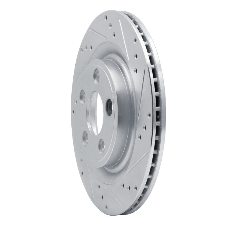 R1 06-08 Jaguar S-Type Rear Right Drilled & Slotted Silver Brake Rotor