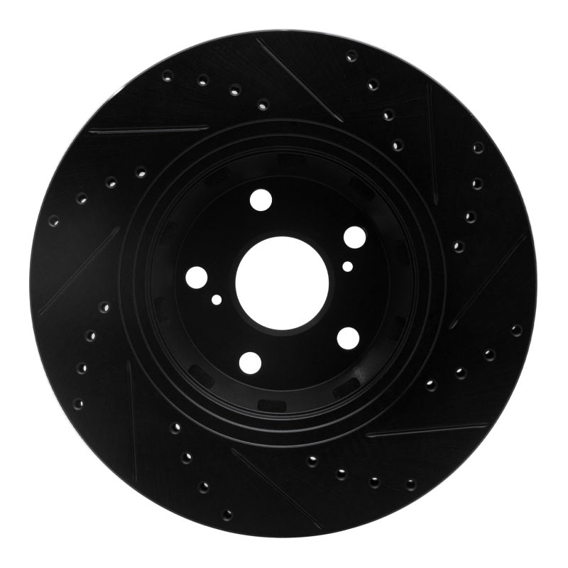 R1 09-15 Toyota Venza Front Left Drilled & Slotted Black Brake Rotor
