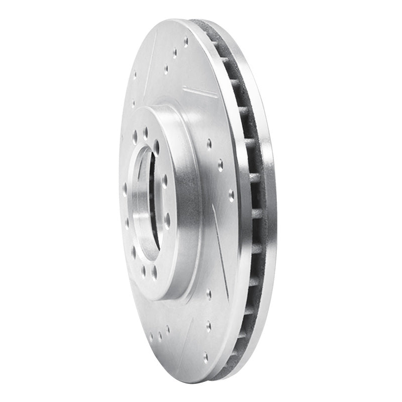 R1 94-00 Mitsubishi Montero Front Left Drilled & Slotted Silver Brake Rotor