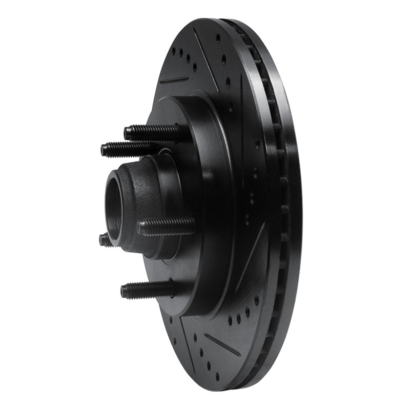 R1 00-04 Ford F-150 RWD Front Right Drilled & Slotted Black Brake Rotor