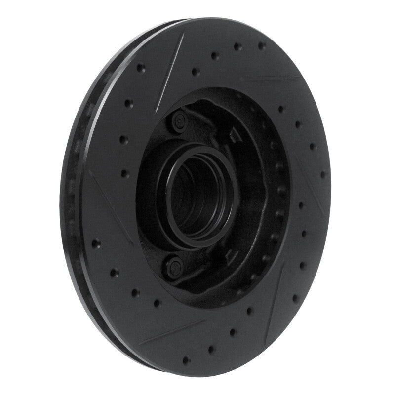 R1 78-93 Ford Mustang Front Right Drilled & Slotted Black Brake Rotor