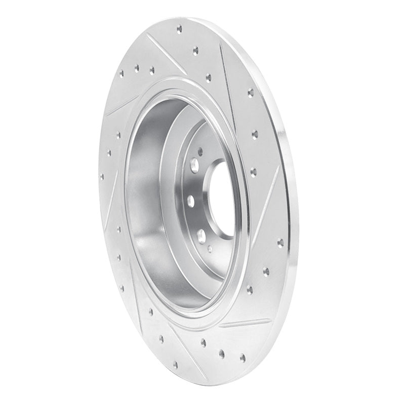 R1 09-14 Acura TL Rear Left Drilled & Slotted Silver Brake Rotor