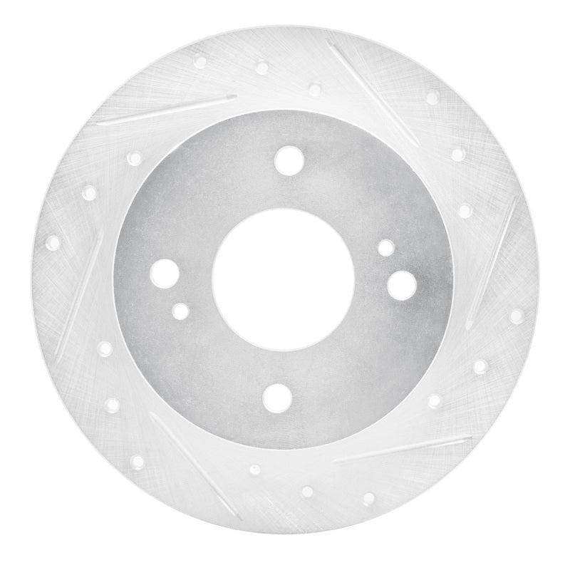 R1 90-06 Infiniti G20 Rear Right Drilled & Slotted Silver Brake Rotor