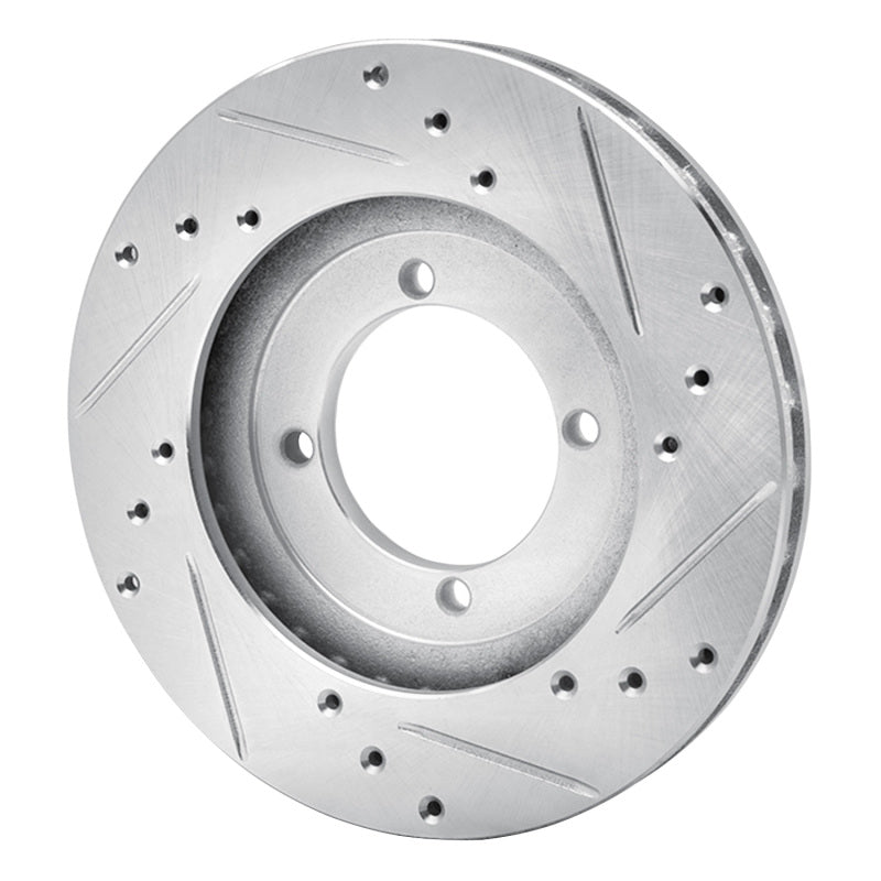R1 91-92 Mitsubishi Mirage Front Left Drilled & Slotted Silver Brake Rotor