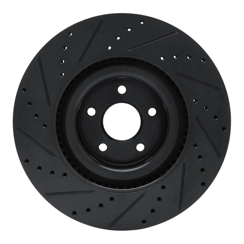 R1 16-18 Ford Focus Front Right Drilled & Slotted Black Brake Rotor
