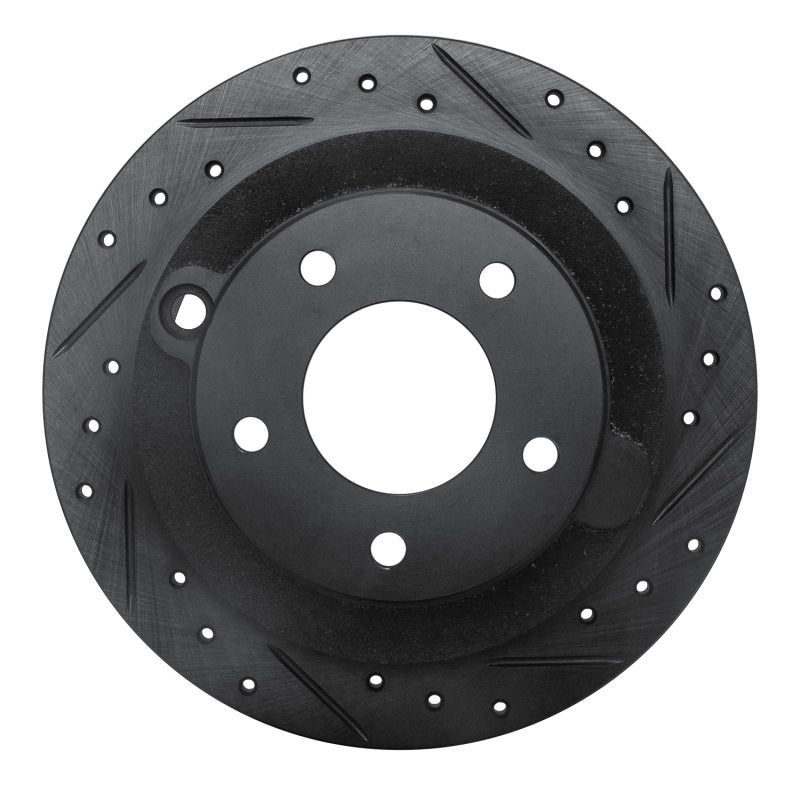 R1 95-02 Mazda Millenia Rear Right Drilled & Slotted Black Brake Rotor